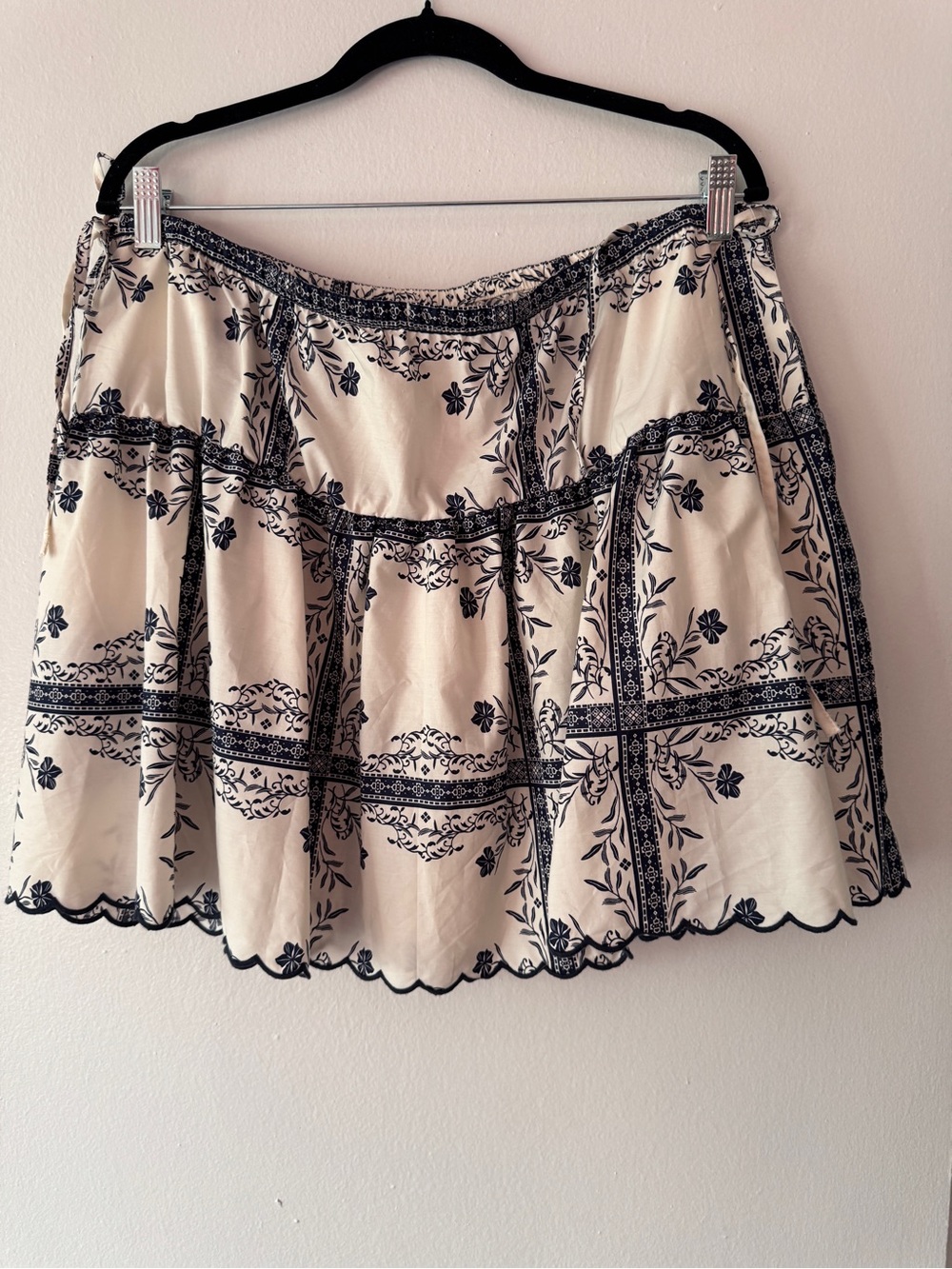 a new day Cream and Black Floral Tiered Skirt